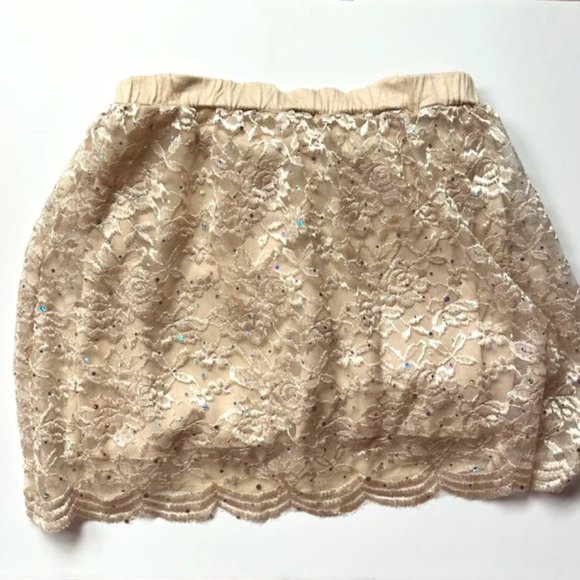 B Jewel Dresses & Skirts - Gold Lace Skirt with Sequins Size XS